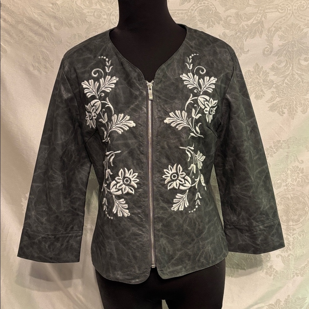 Jenia Gray Embroidered Jacket